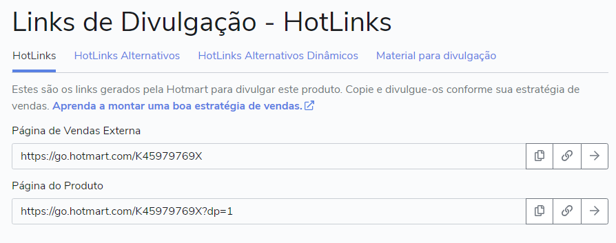 links de divulgação hotmart