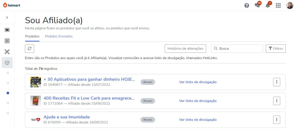 como pegar o link de afiliado hotmart