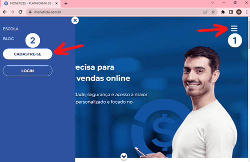 como se cadastrar na plataforma monetizze