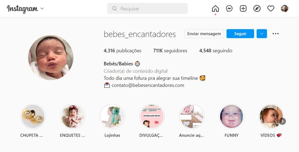 Biografia para Instagram de Bebê