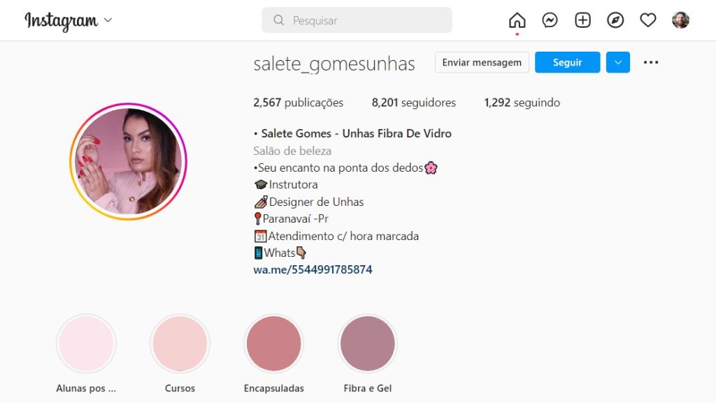 Biografia para Instagram de Unhas