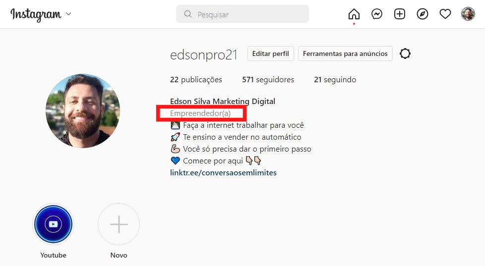 categoria no instagram