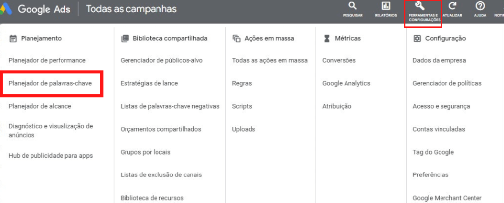 como pesquisar palavras chaves no google ads