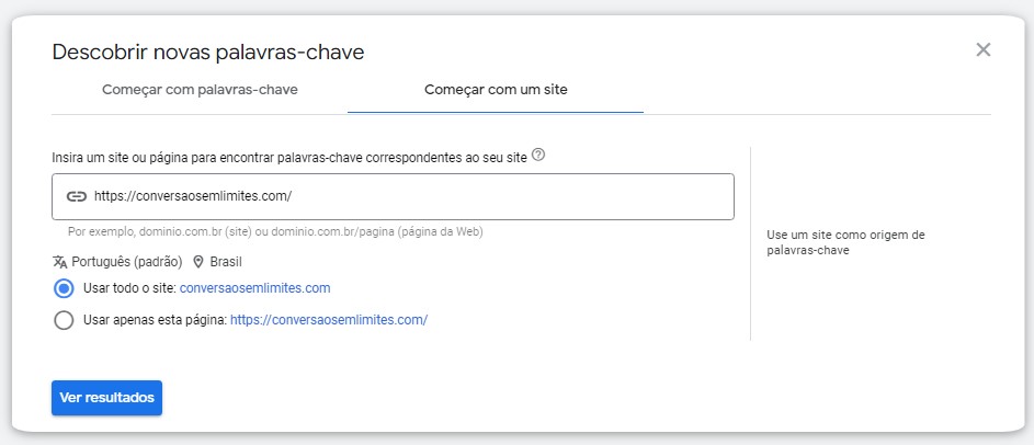 como pesquisar palavras chaves no google ads