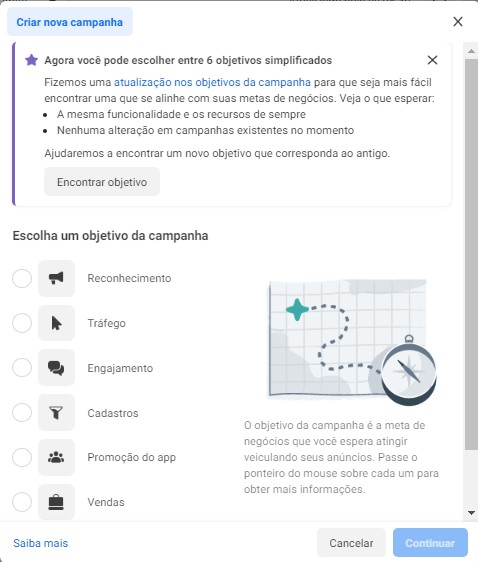 tipos de campanhas no facebook ads