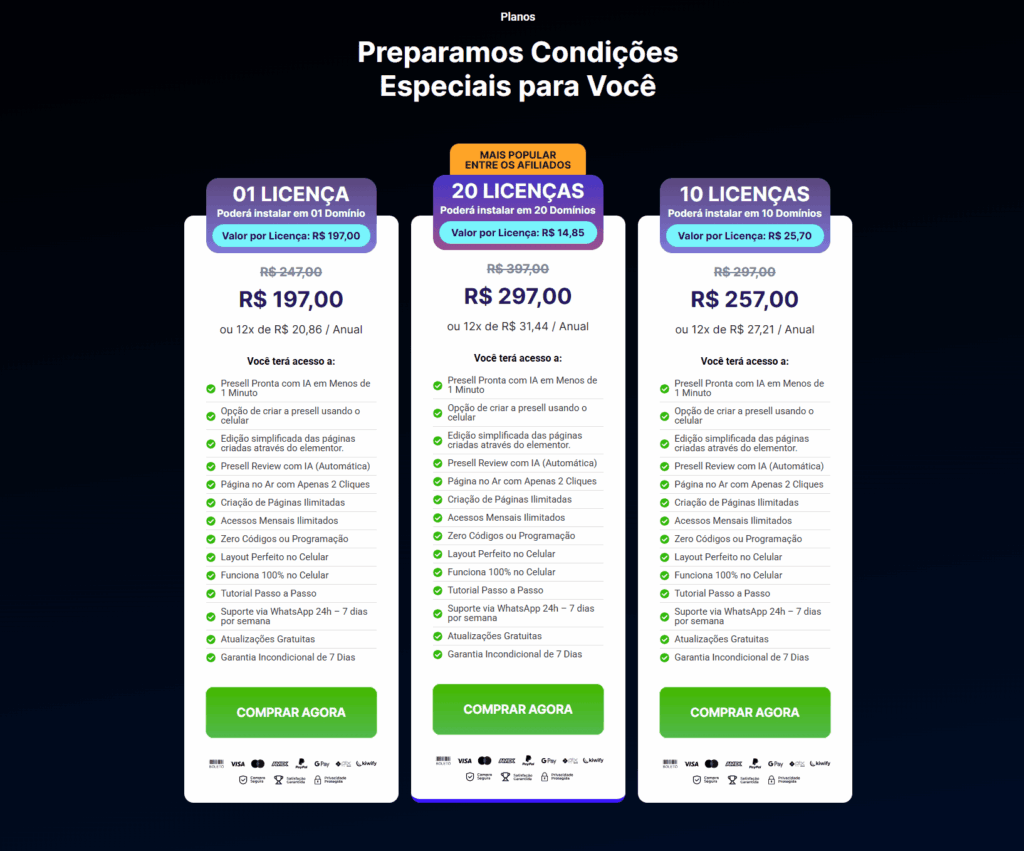 Planos e Preços Super Presell Ultimate