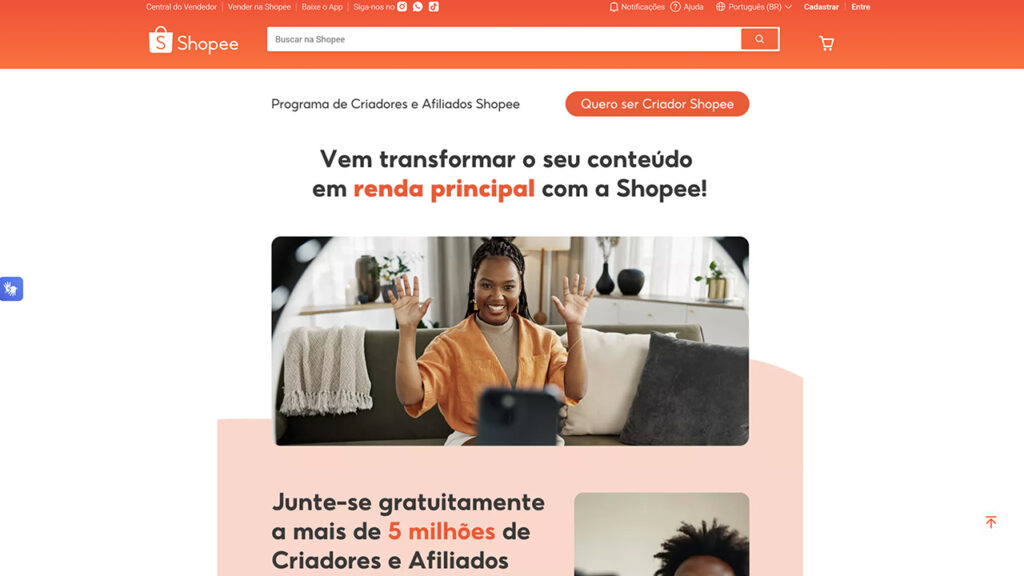 Programa de Criadores e Afiliados Shopee