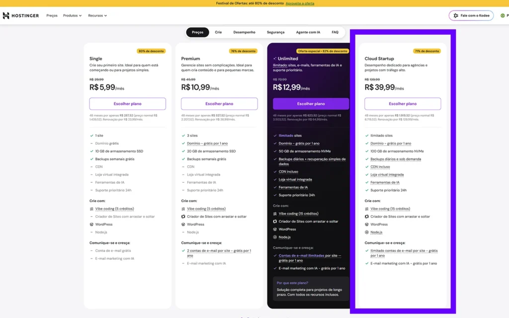 cloud startup hostinger